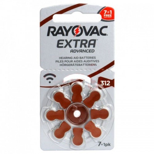 Батарейки для слухових апаратів Rayovac Extra Advanced 312, 7+1 шт.
