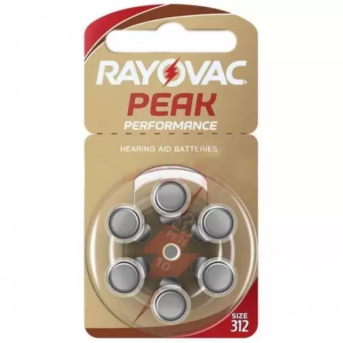 Батарейки для слуховых аппаратов Rayovac Peak 312, 6 шт.